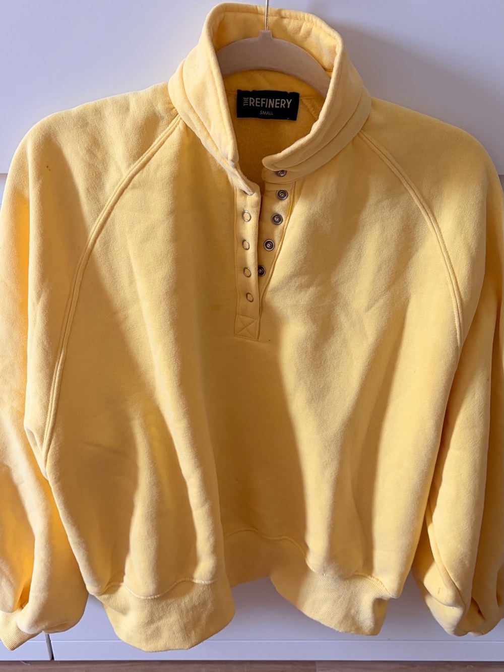 Refinery Yellow Snap-Front balloon sleeve Sweatshirt
